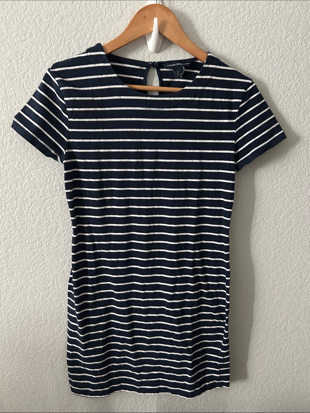 French Connection Navy Blue White Short Mini Dress Size L